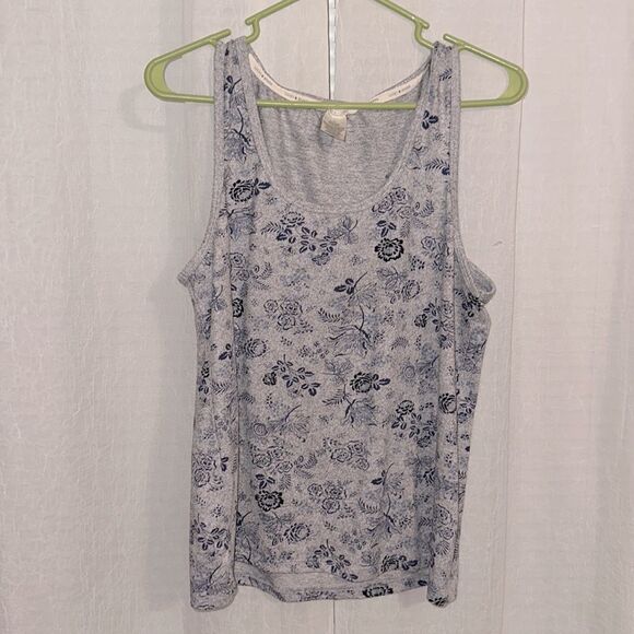 Lucky Brand L Gray Blue Floral Comfortable Tee Tank Short & Pant 4 pc PJ Set - Picture 12 of 17